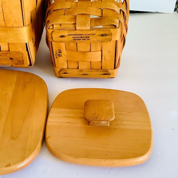Longaberger Accents Longaberger Canister Baskets With Lids And Plastic Liners Set Of 3